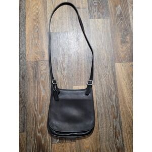 Coach Vintage Black Leather Crossbody Bag 9135 Slim Flap Messenger Messenger
